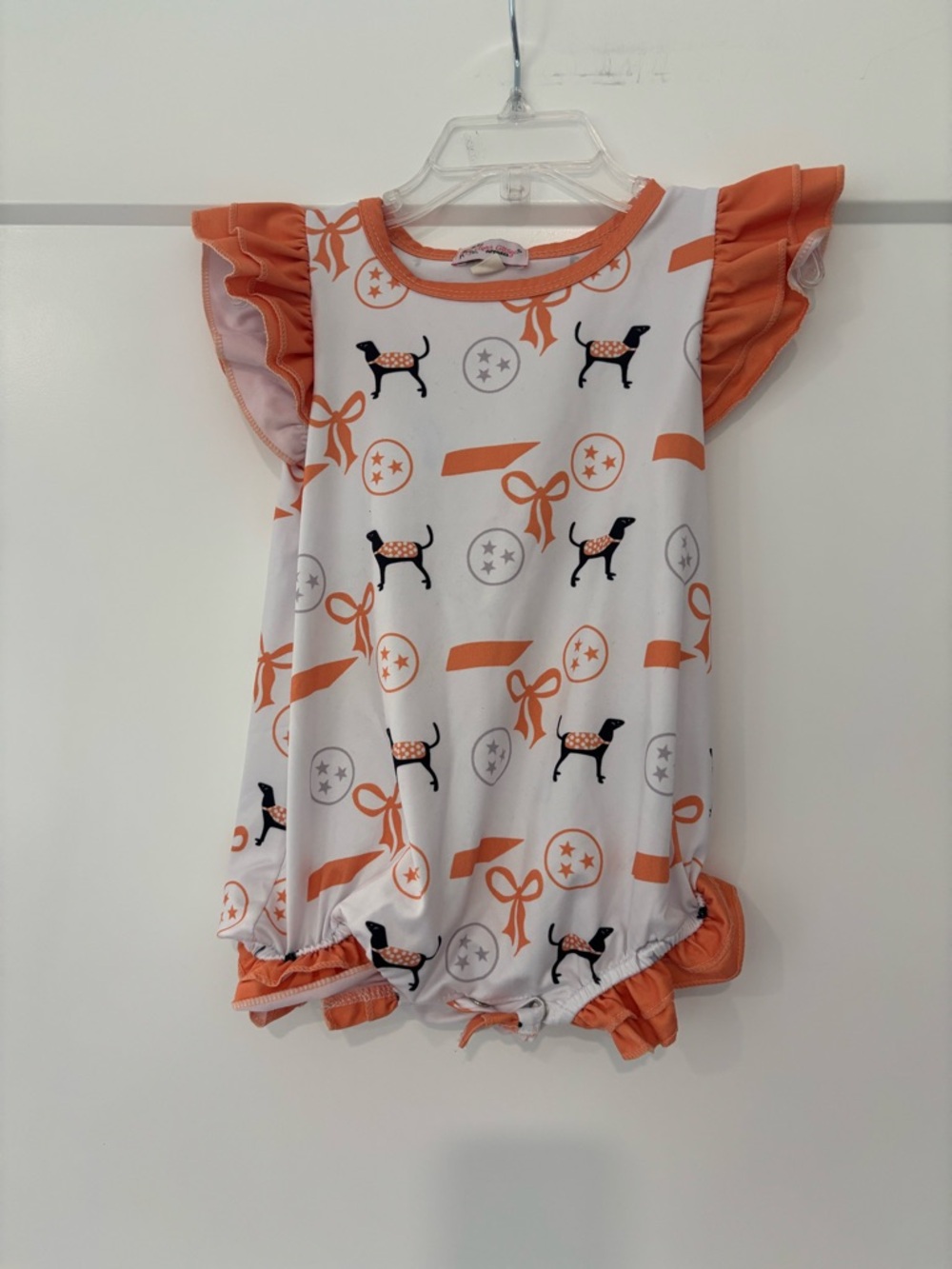 Clover Cottage UT Tennessee Vols Smokey Dog Ruffle Bubble Romper 12/24 months